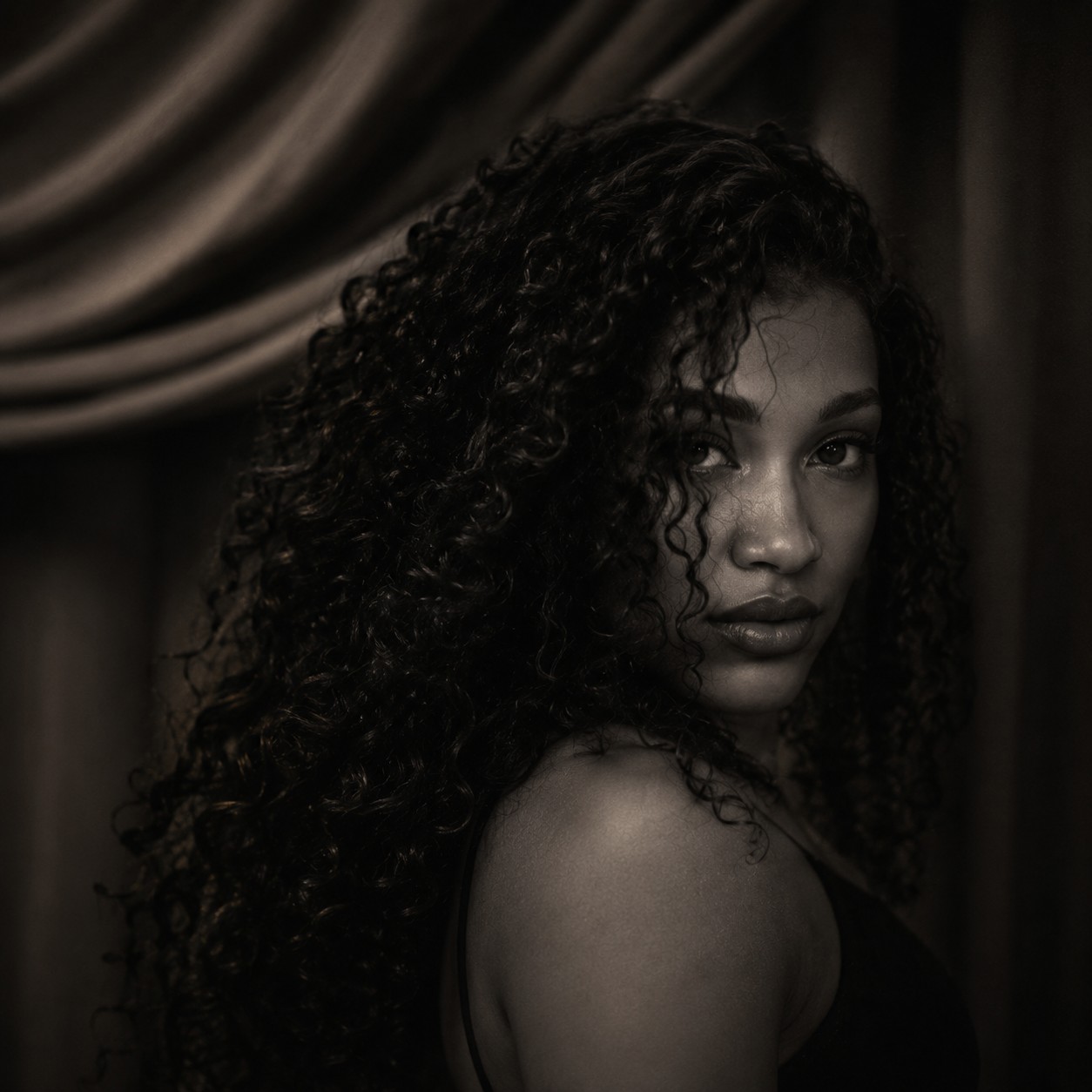 Black-and-white portrait of Monique Togara
